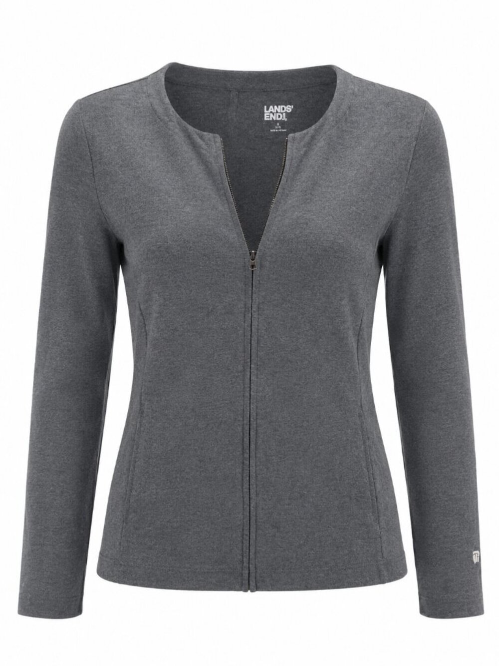Lands' End Women's Charcoal Zip-Front Sweatshirt
